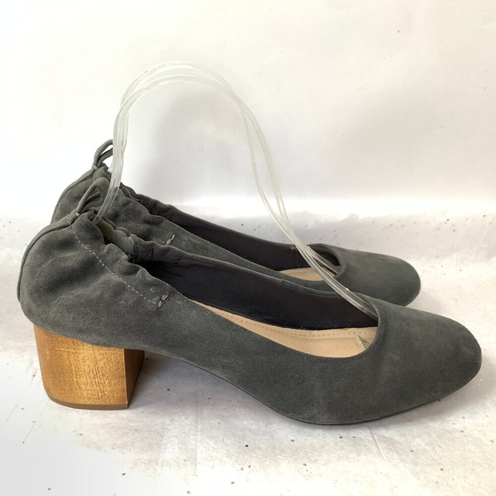 Kelsi Dagger Brooklyn Lott Gray Suede Elastic Block Heel Pump 9 Work Casual Boho